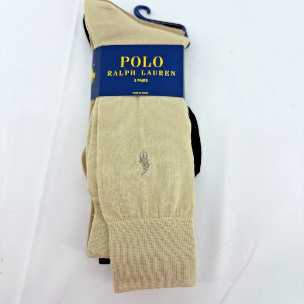 Polo Ralph Lauren Men's 3 Pack Crew Socks Size 10-13 Shoe Size 6-12.5 Business